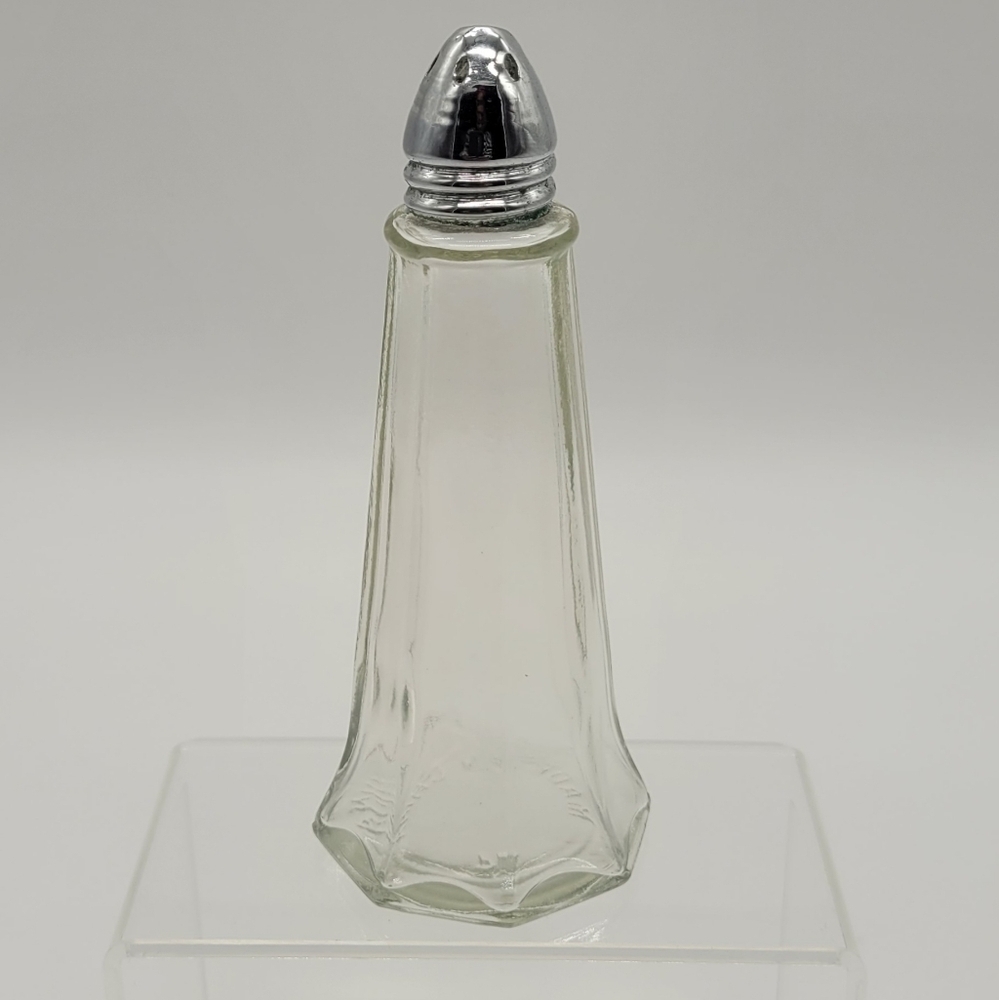 Vintage Clear Glass Salt or Pepper Shaker Octagon Belled 4 1/2" tall​​​